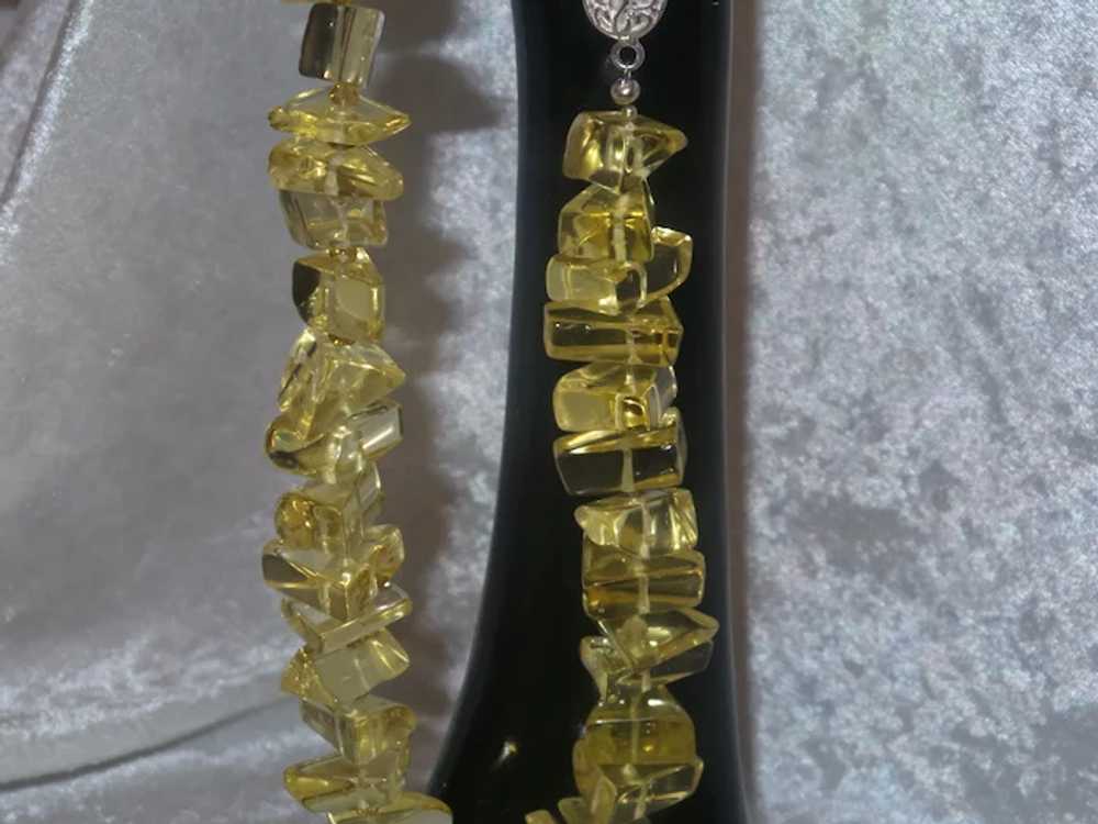 Yellow Beaded Necklace with Filigree Silver Plate… - image 8