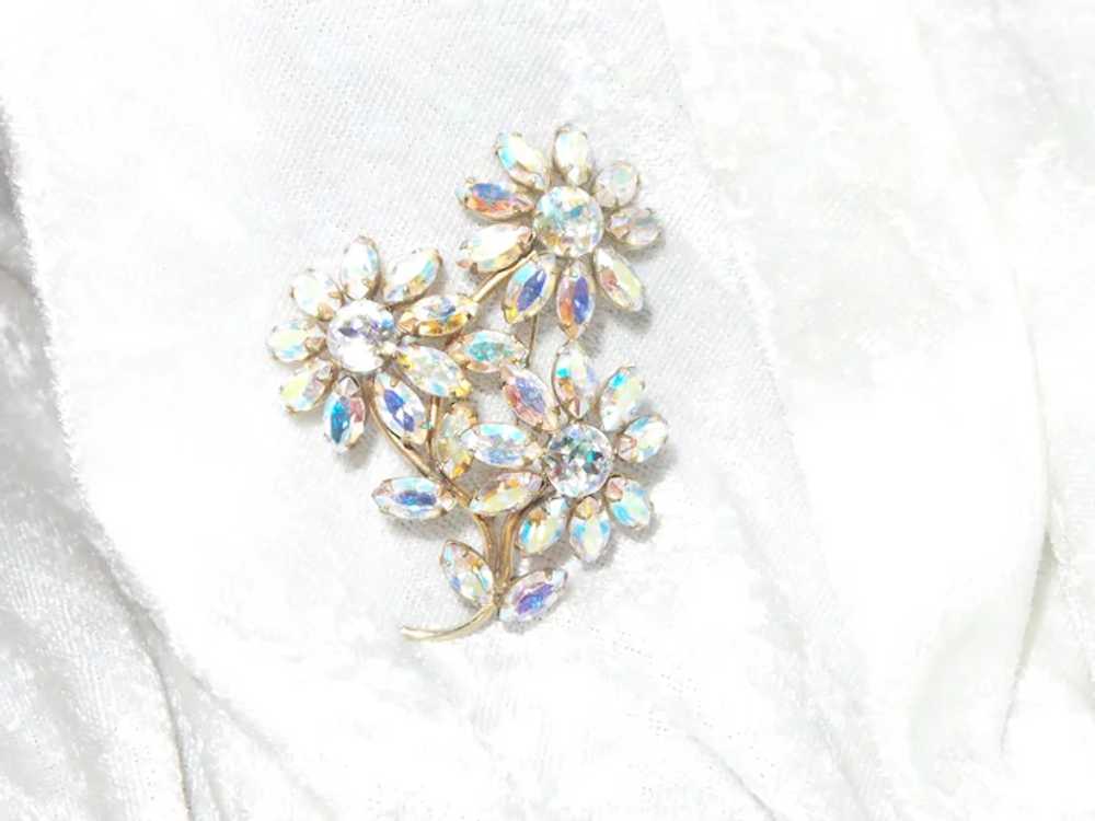 Signed Sherman Demi-Parure Aurora Borealis Brooch… - image 8