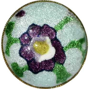 Purple Enamel Abstract Pansy Flower Goldtone Broo… - image 1