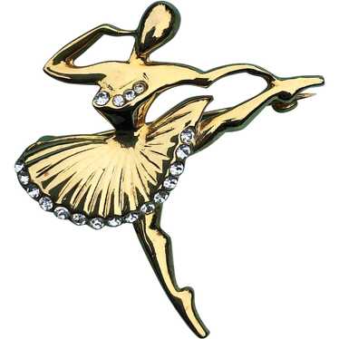 Vintage Beautiful Ballerina Rhinestone Pin - image 1