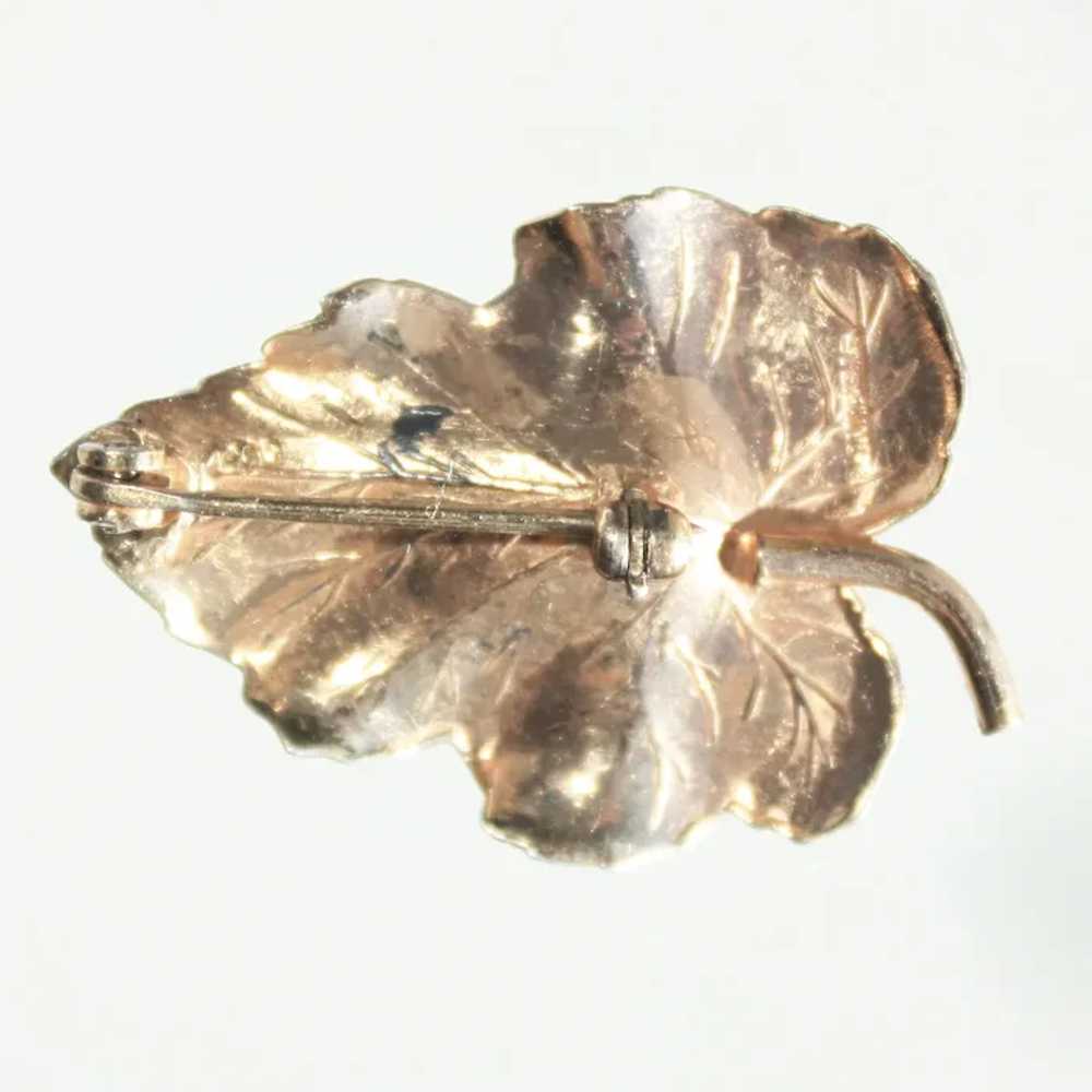 Small Gold Wash Sterling Silver Lapel Pin with Sa… - image 2