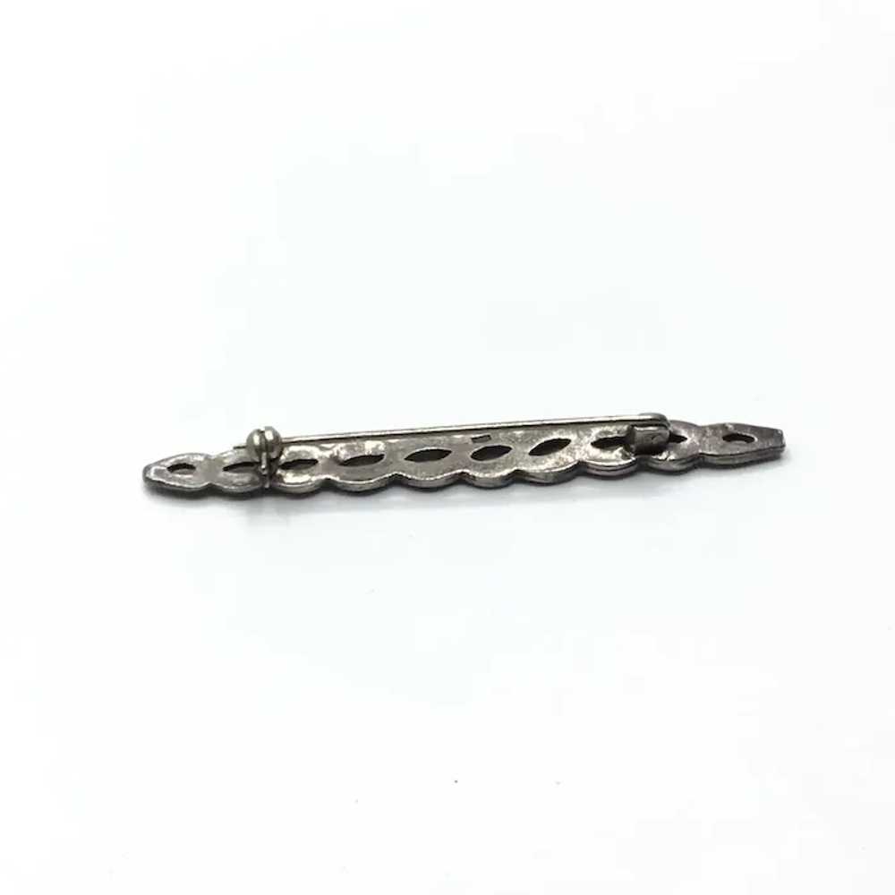 Vintage Sterling Silver Marcasite Brooch - image 4