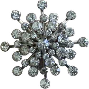 Silver Tone Clear Sparkling Rhinestone Brooch