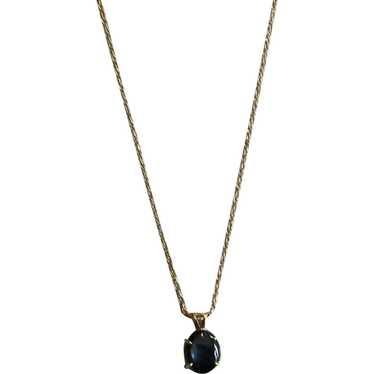 12K Gold Filled Necklace & Black Sapphire Pendant… - image 1