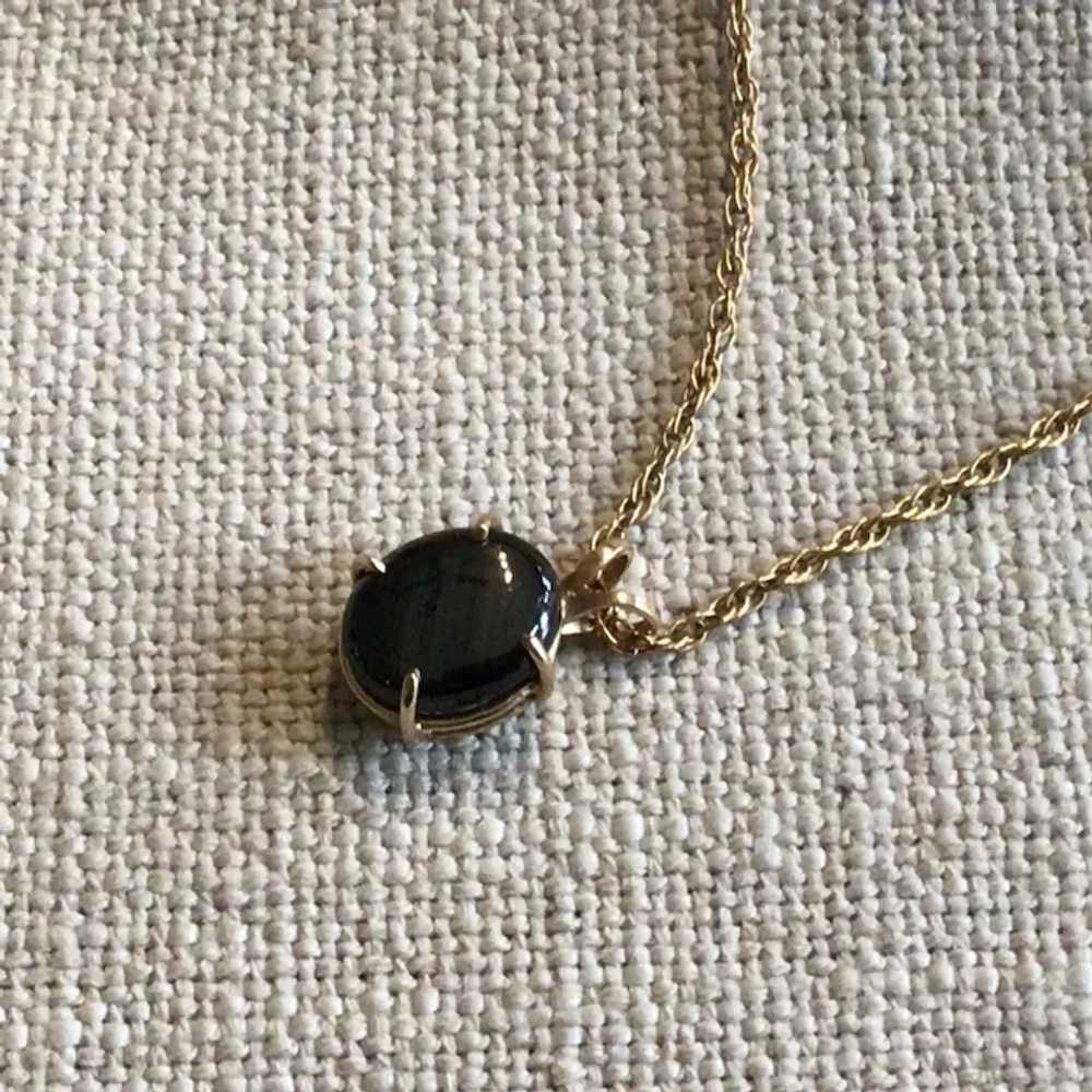 12K Gold Filled Necklace & Black Sapphire Pendant… - image 2