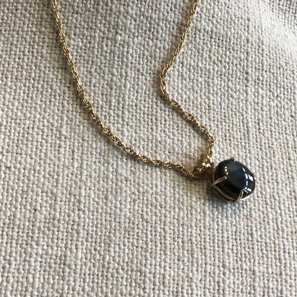 12K Gold Filled Necklace & Black Sapphire Pendant… - image 3