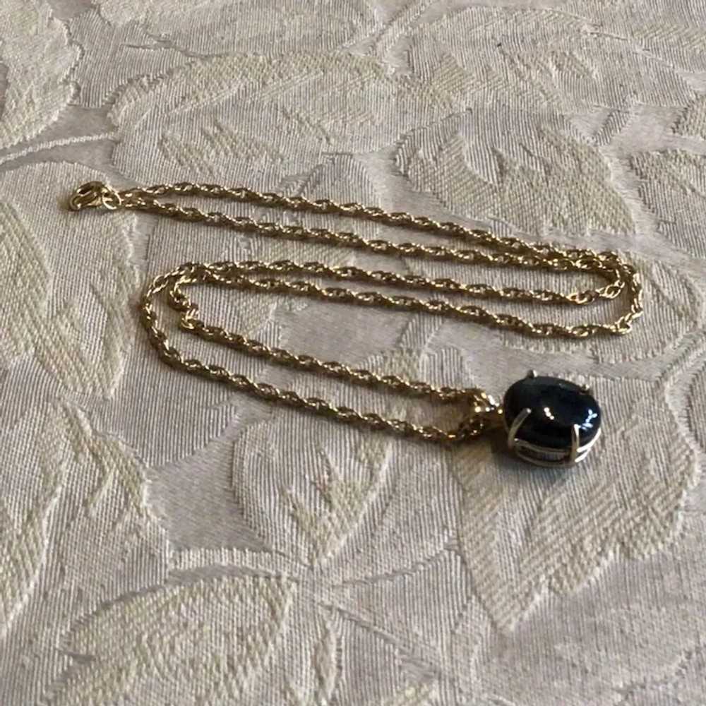 12K Gold Filled Necklace & Black Sapphire Pendant… - image 4