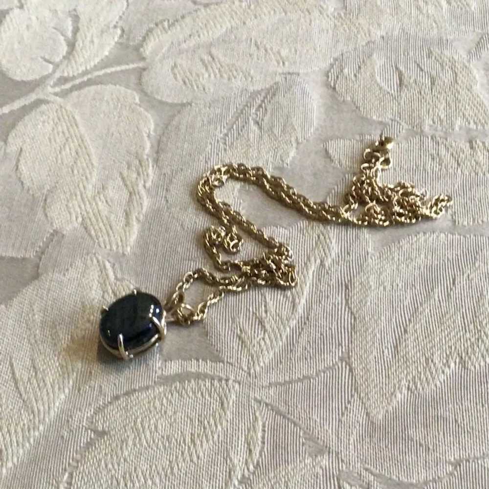 12K Gold Filled Necklace & Black Sapphire Pendant… - image 5