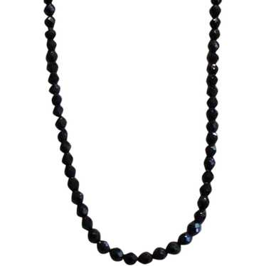 Gold Tone Black Onyx Faceted Bead Necklace