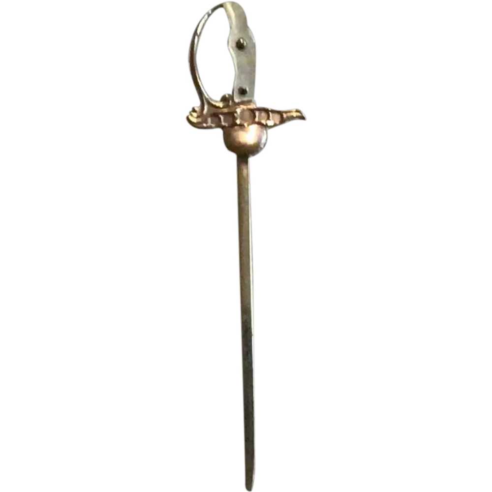 Gold Tone MOP Jabot Stick Pin - image 1