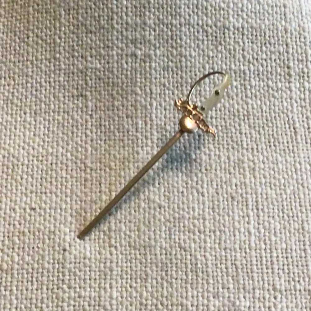 Gold Tone MOP Jabot Stick Pin - image 3