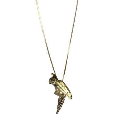 Gilt Silver Rhinestone Parrot Pendant Necklace - image 1