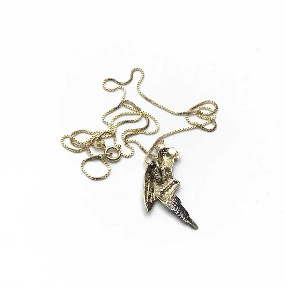 Gilt Silver Rhinestone Parrot Pendant Necklace - image 5