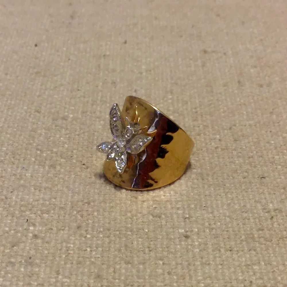 18K HGE Rhinestone Butterfly Ring 6 1/2 - image 5