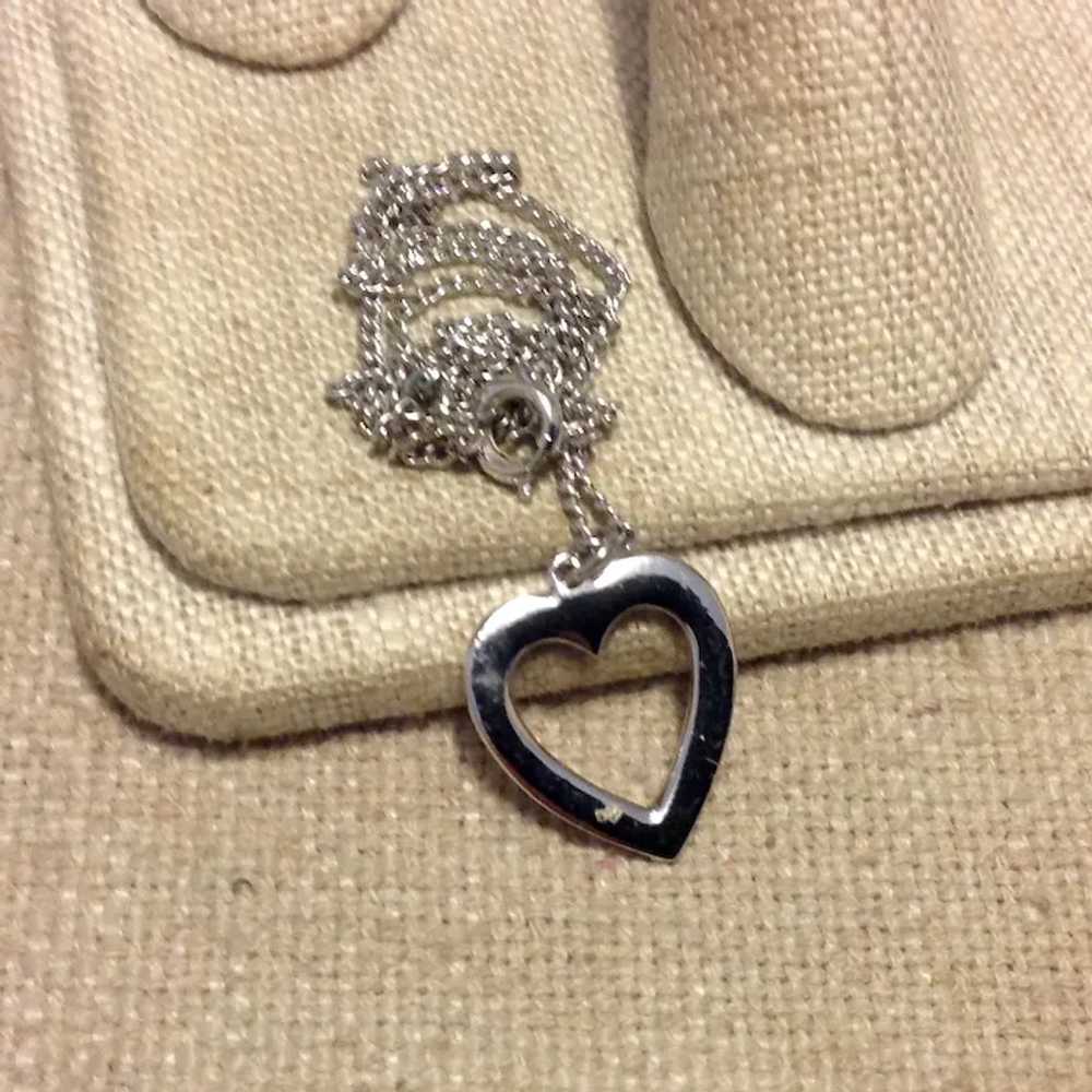 Silver Tone Rhinestone Heart Pendant Necklace - image 5