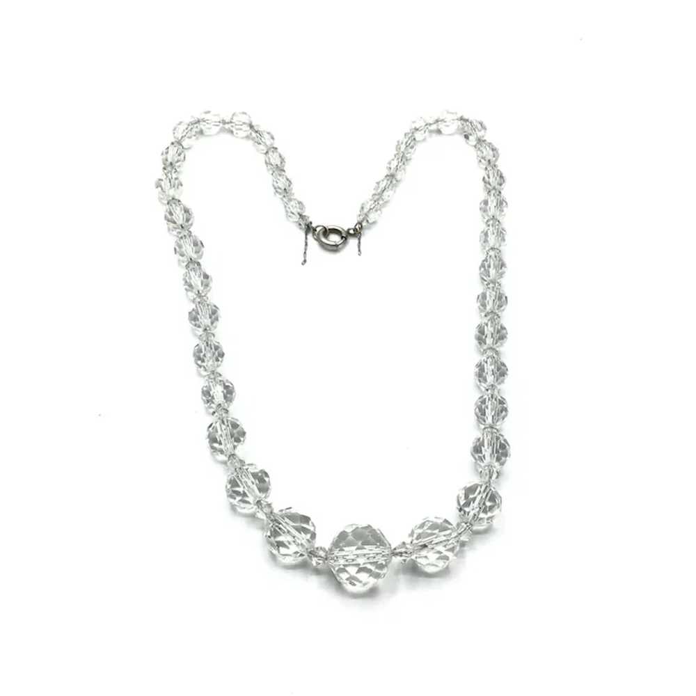 Silver Tone Clear Faceted Crystal Bead Necklace - image 2