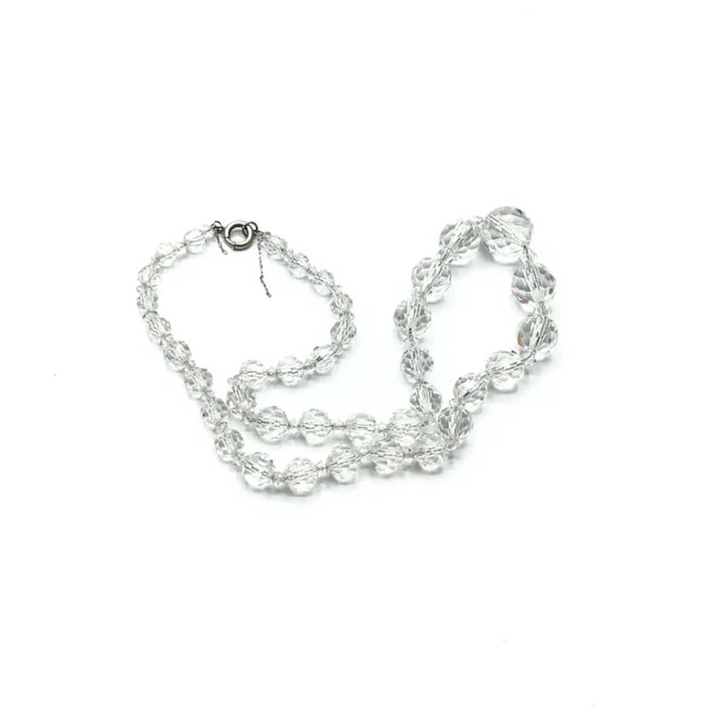 Silver Tone Clear Faceted Crystal Bead Necklace - image 3