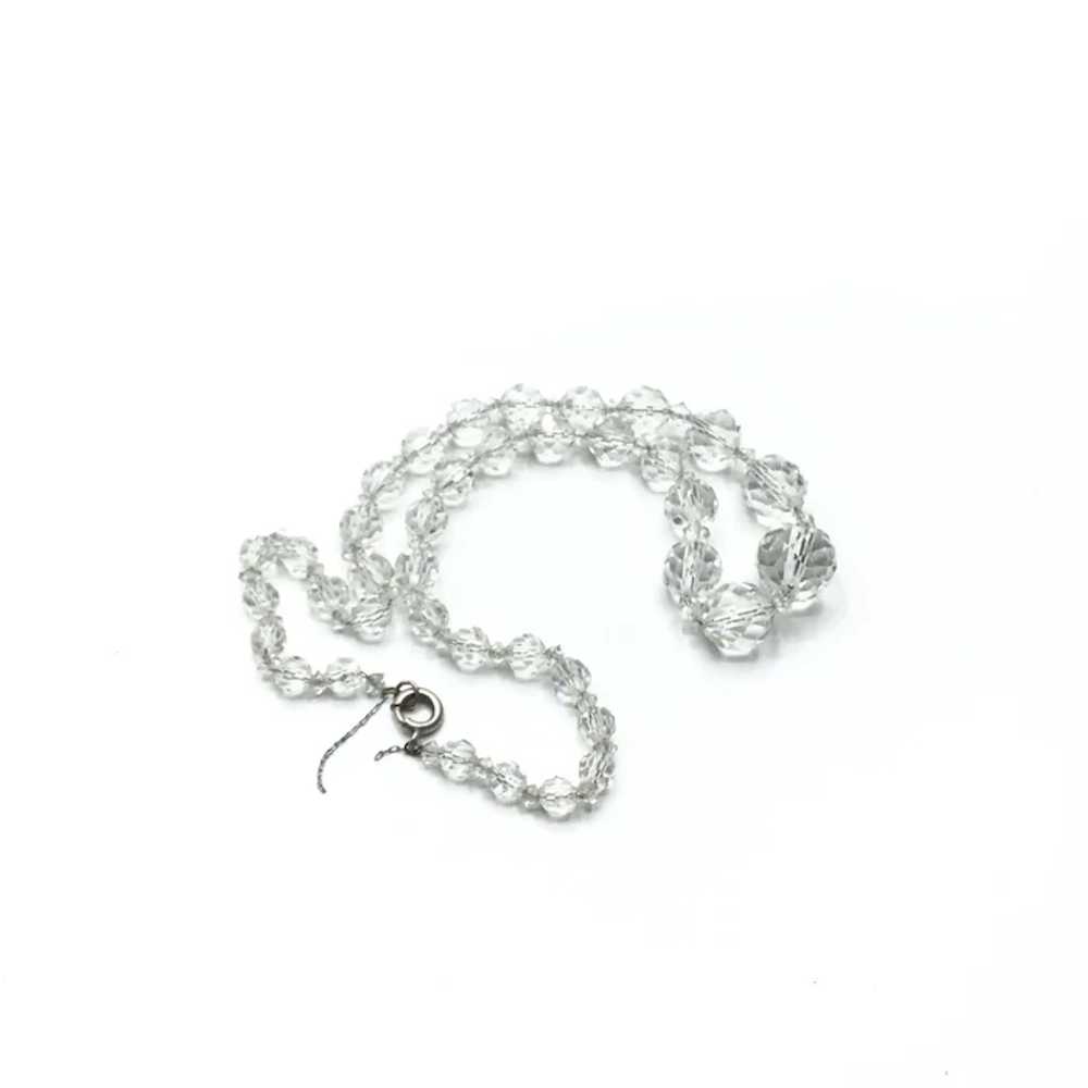 Silver Tone Clear Faceted Crystal Bead Necklace - image 4