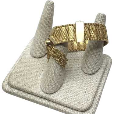 Gold Tone Metal Tassel Bracelet - image 1