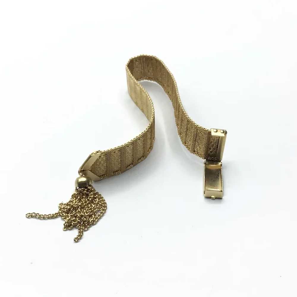 Gold Tone Metal Tassel Bracelet - image 8