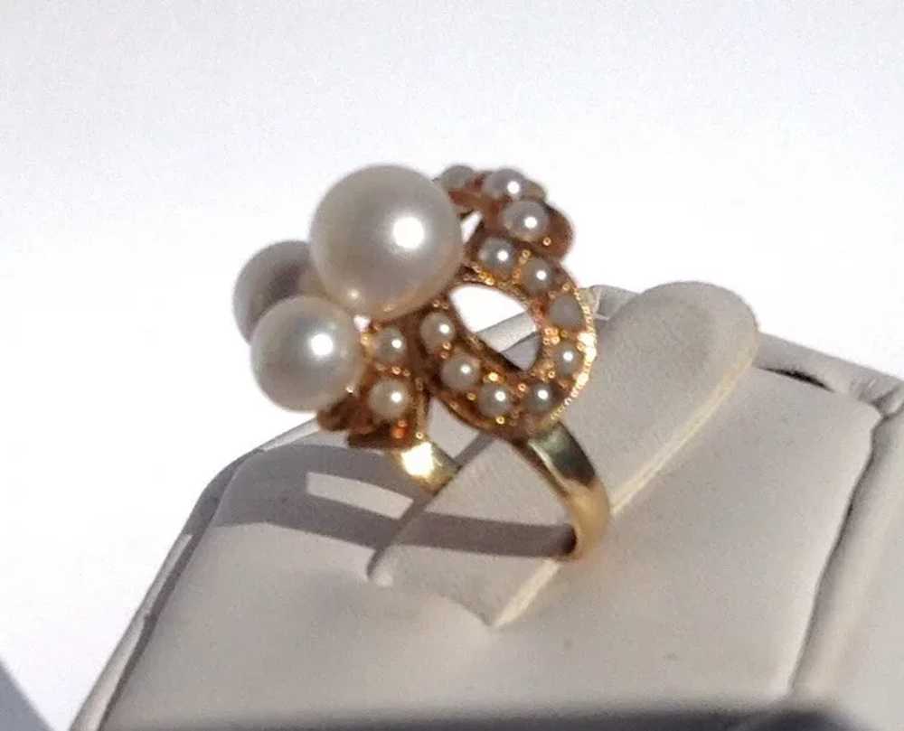 14 K Gold Cultured Pearl Ring - image 2