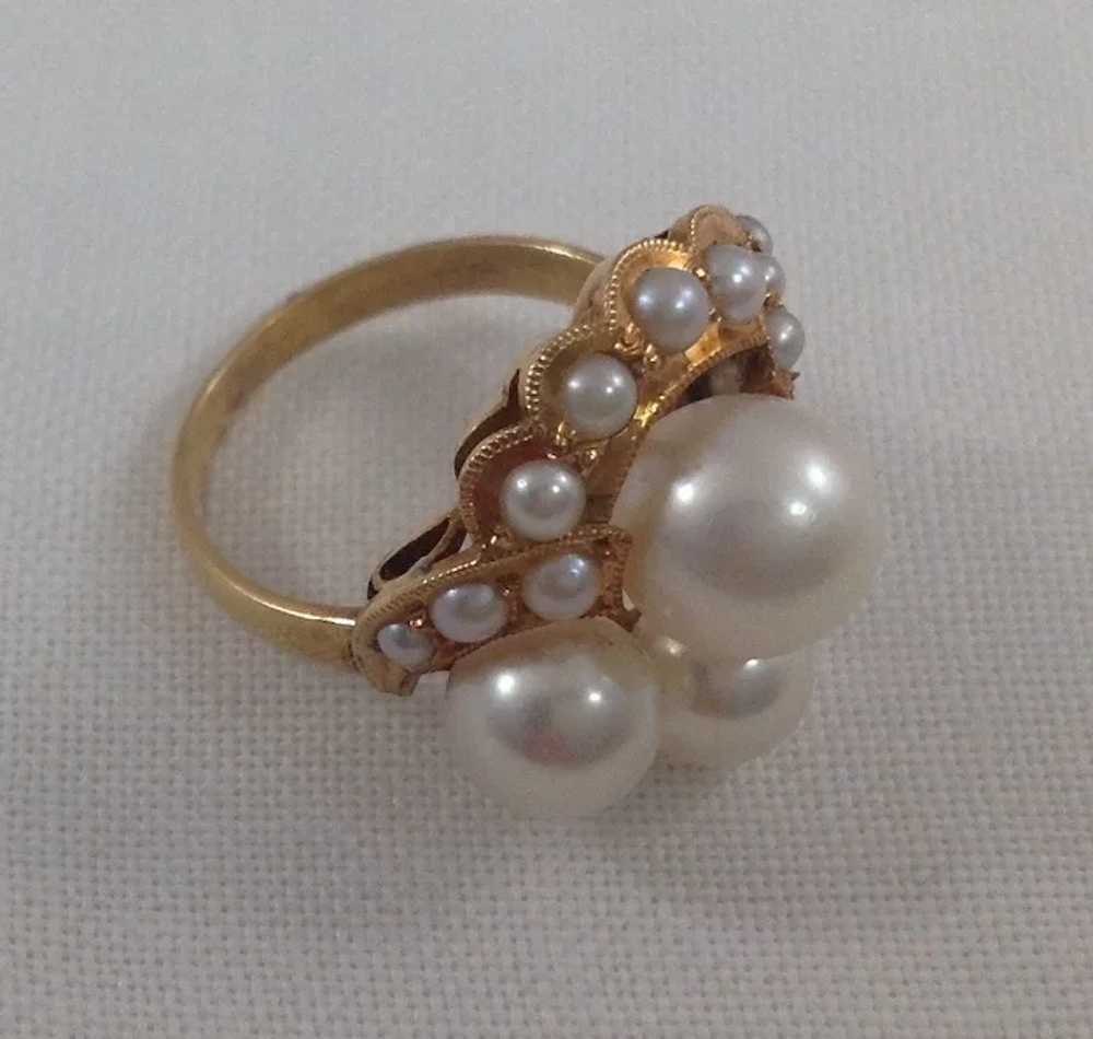 14 K Gold Cultured Pearl Ring - image 3
