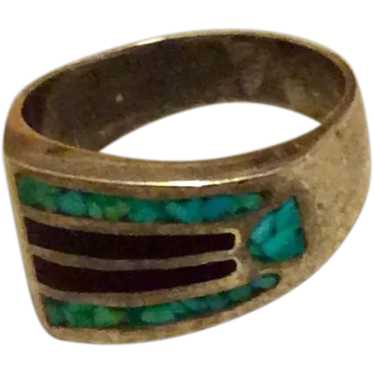 Black Onyx Turquoise Ring Size 11 - image 1
