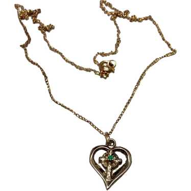 Tru Key Heart Cross Pendant Necklace