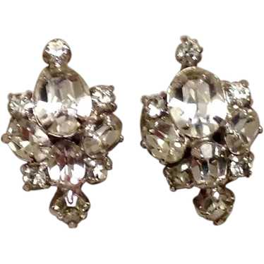 Silver Tone Sparkling Rhinestone Earrings - image 1