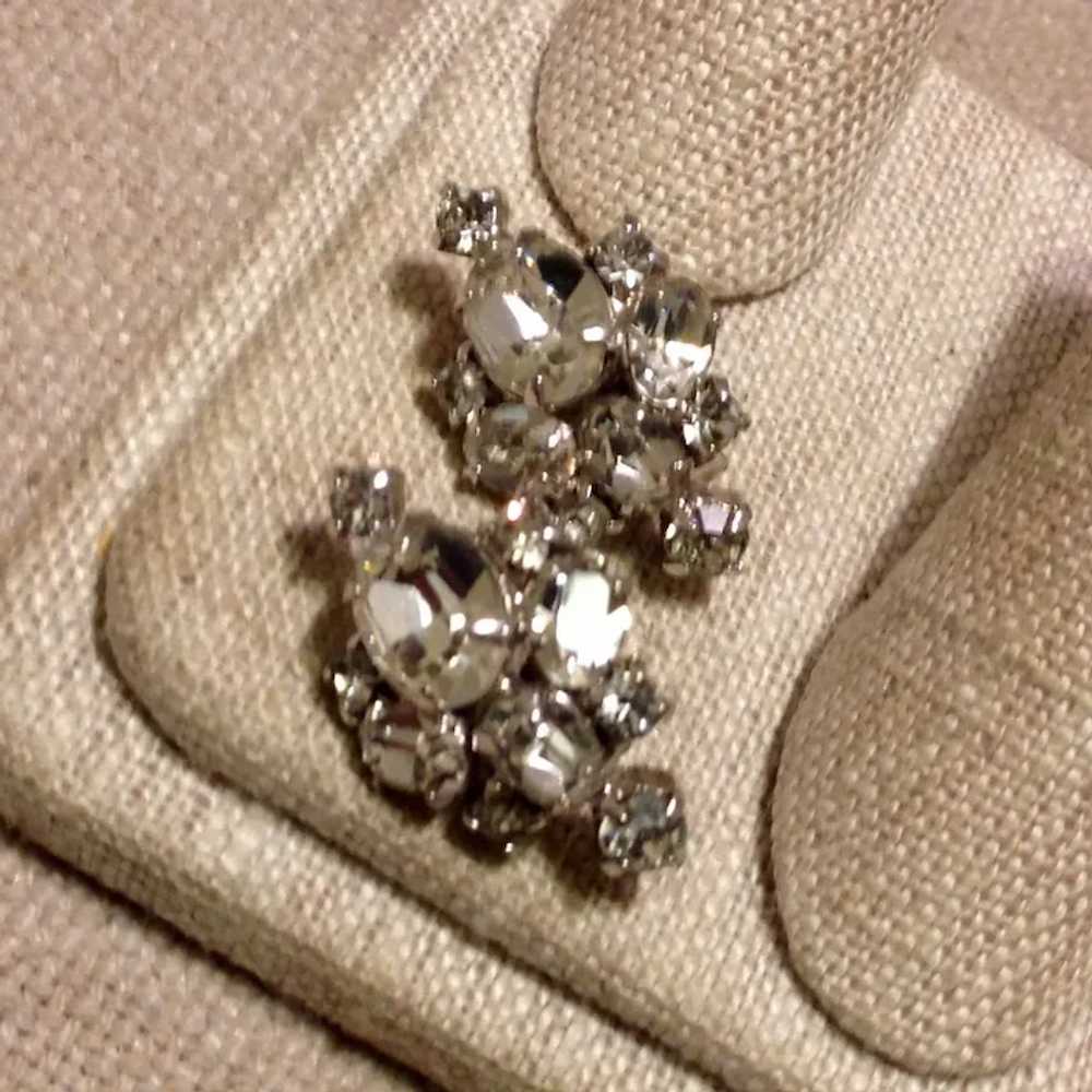 Silver Tone Sparkling Rhinestone Earrings - image 2