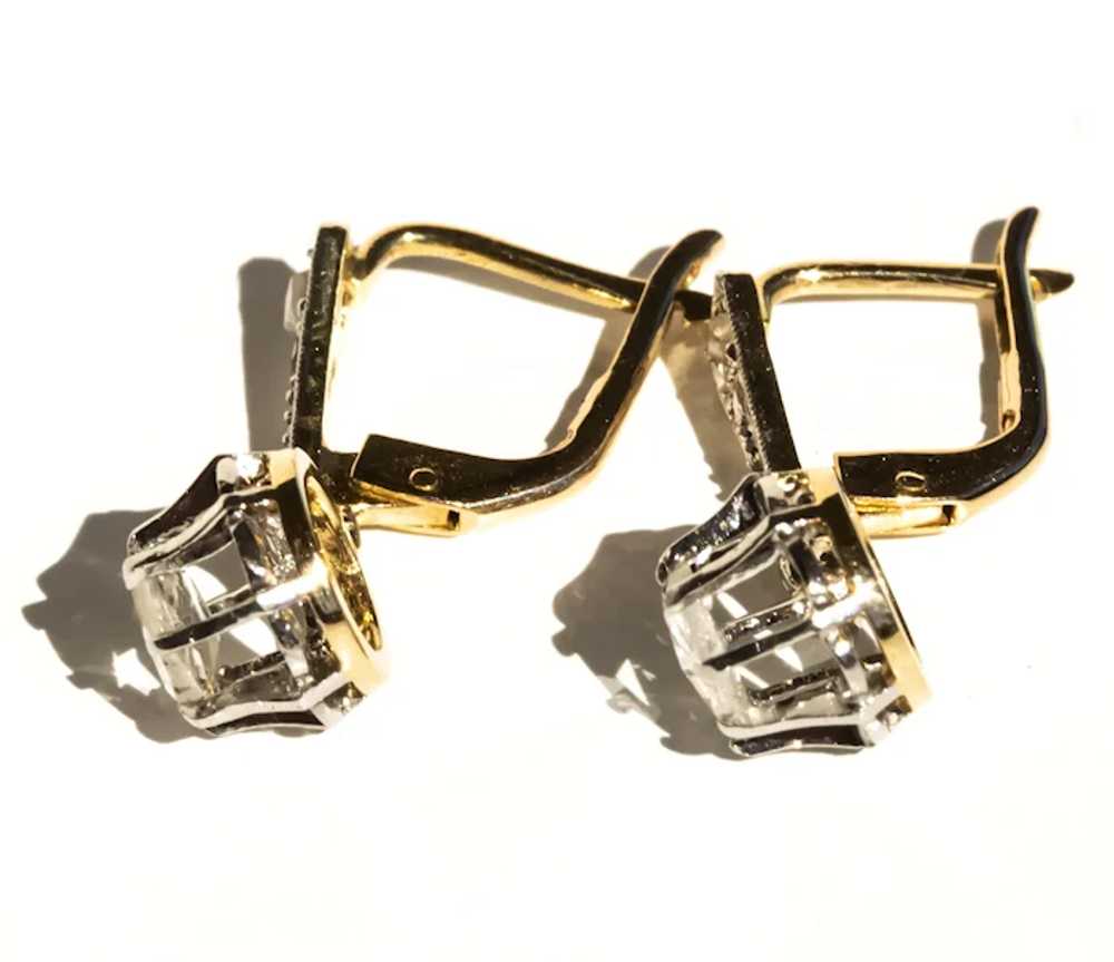Antique 18K & Platinum Rose Cut Diamond Earrings - image 5
