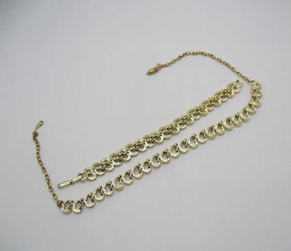 Golden Vintage Unsigned Coro Necklace Bracelet Se… - image 5