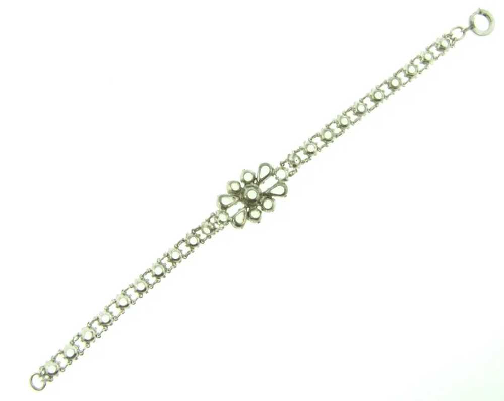 Vintage petite silver tone Bracelet with crystal … - image 4