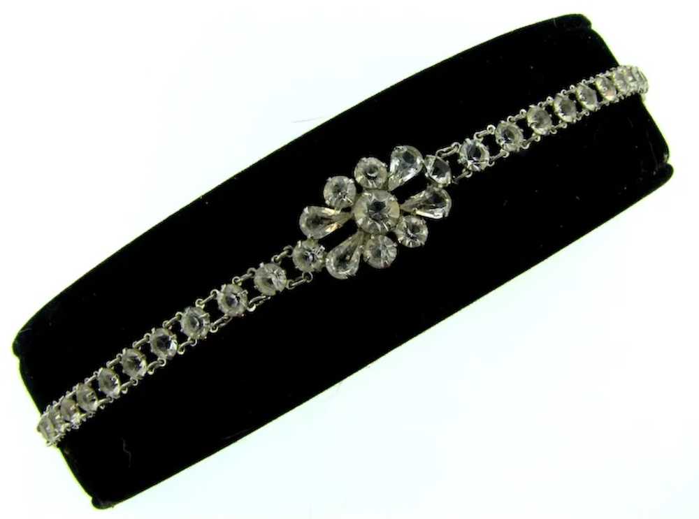 Vintage petite silver tone Bracelet with crystal … - image 6