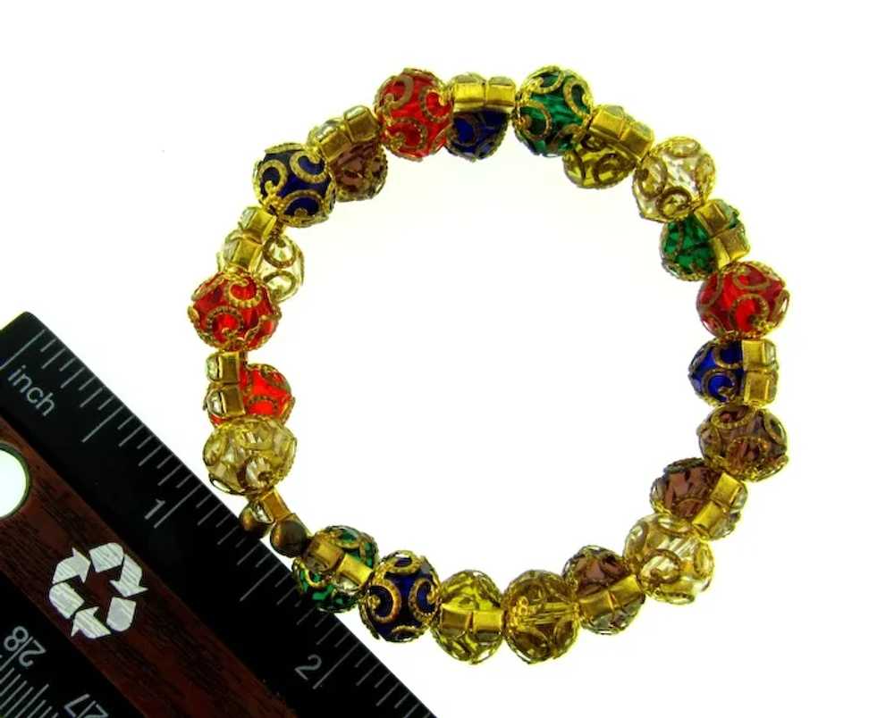 Colorful vintage glass and rhinestone memory wire… - image 3