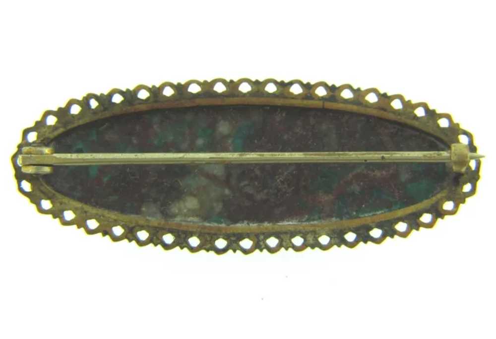 Vintage early Bar Pin with jasper stone - image 2