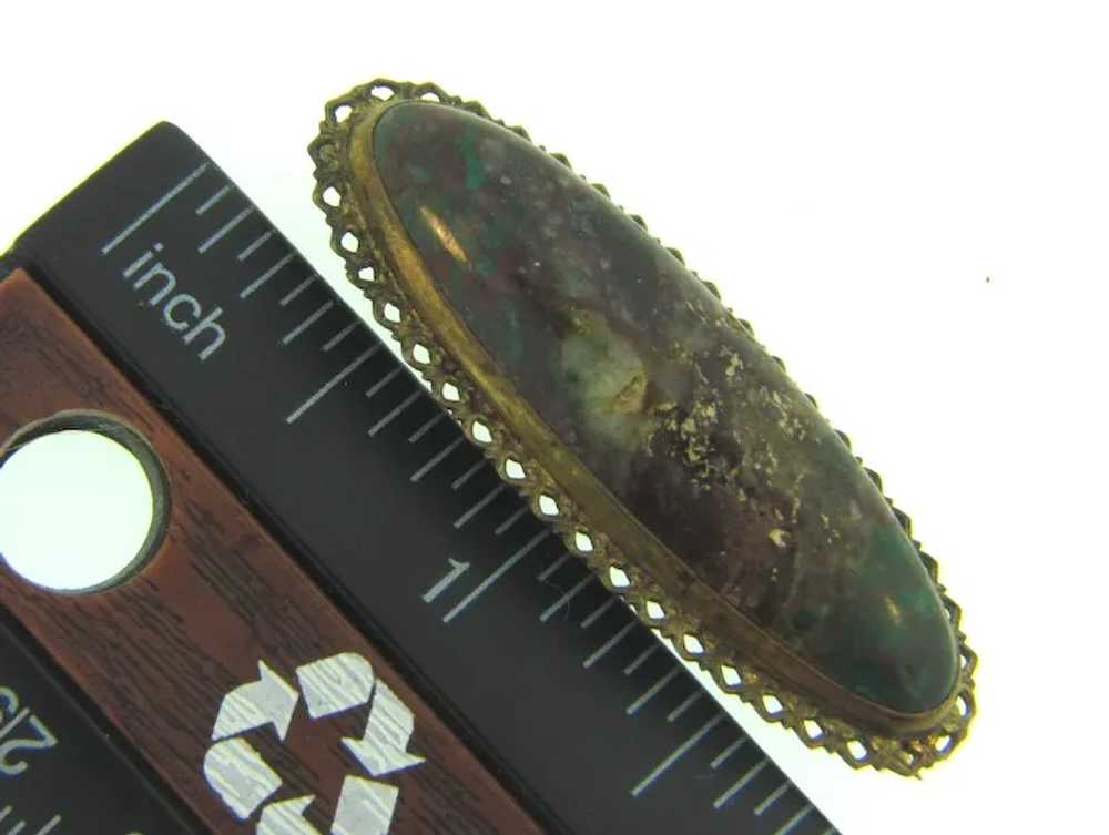 Vintage early Bar Pin with jasper stone - image 3