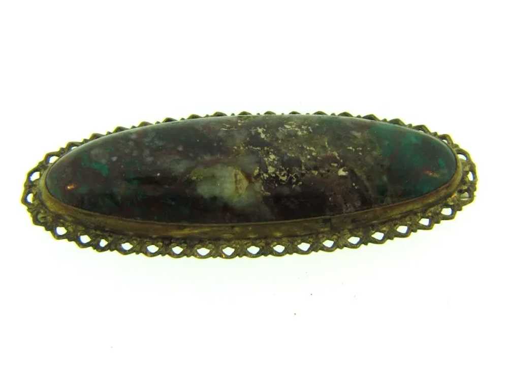 Vintage early Bar Pin with jasper stone - image 4