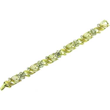 Signed Lisner gold tone floral link Bracelet with 