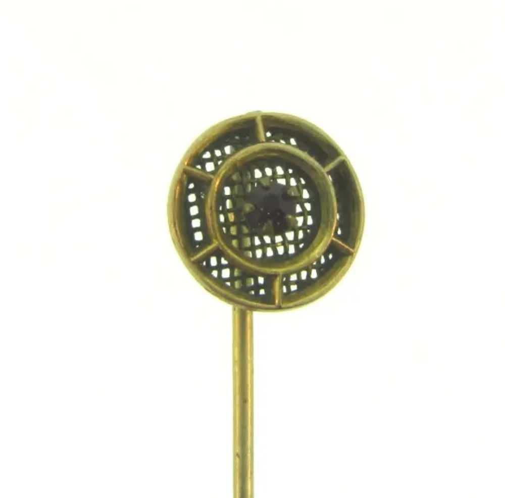 Vintage gold tone Stick Pin with small red paste … - image 2