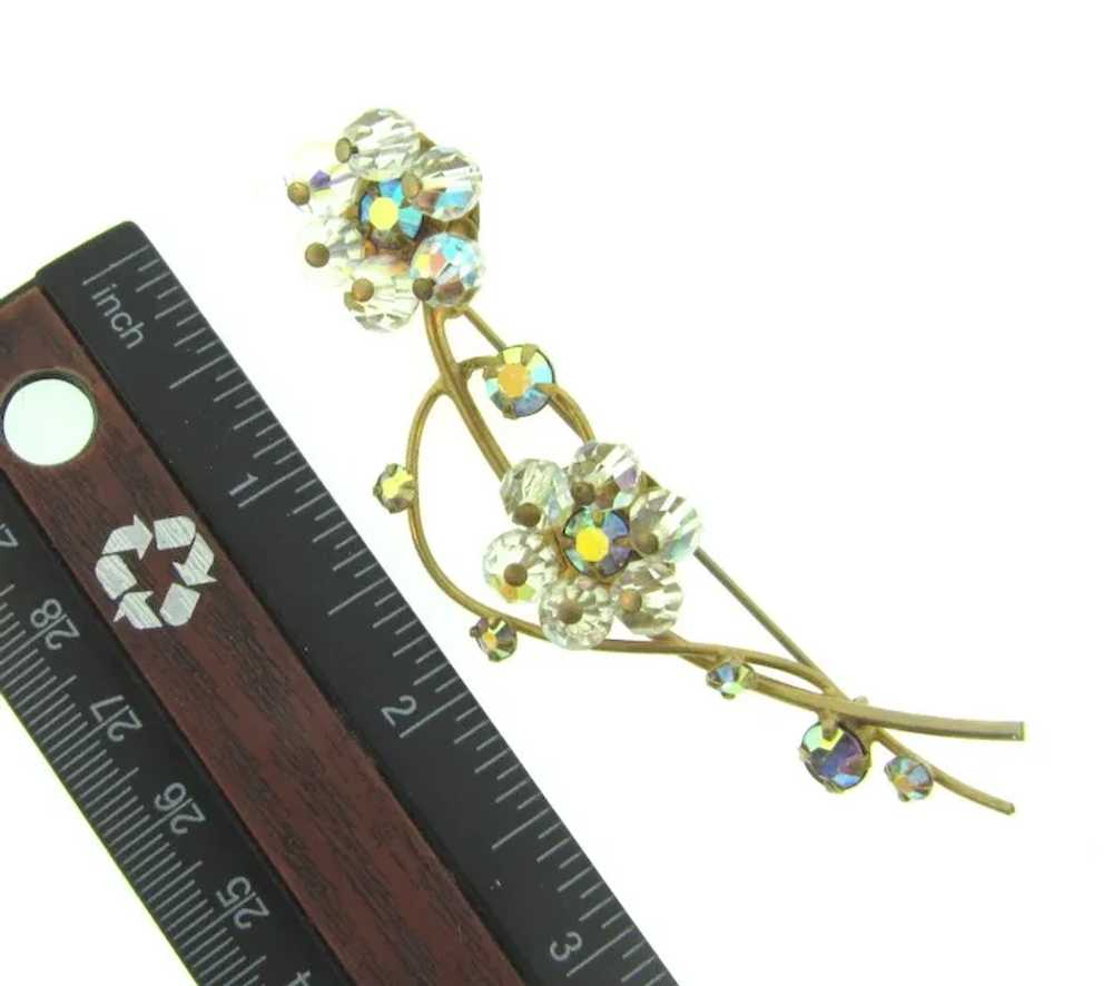 Vintage crystal AB bead floral Brooch - image 3