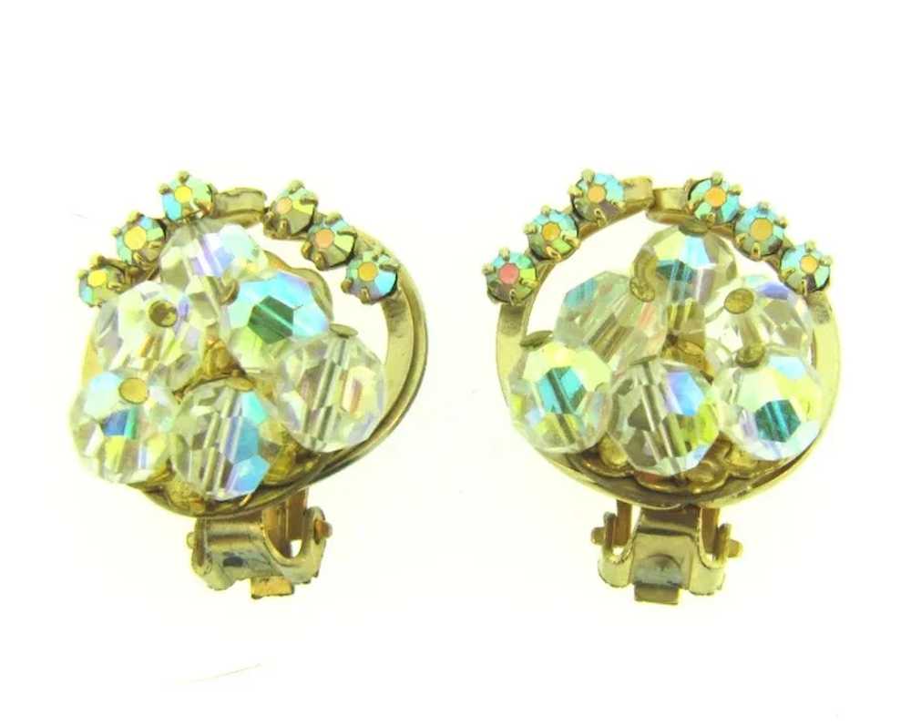 Unusual vintage Brooch and clip-on Earrings with … - image 5