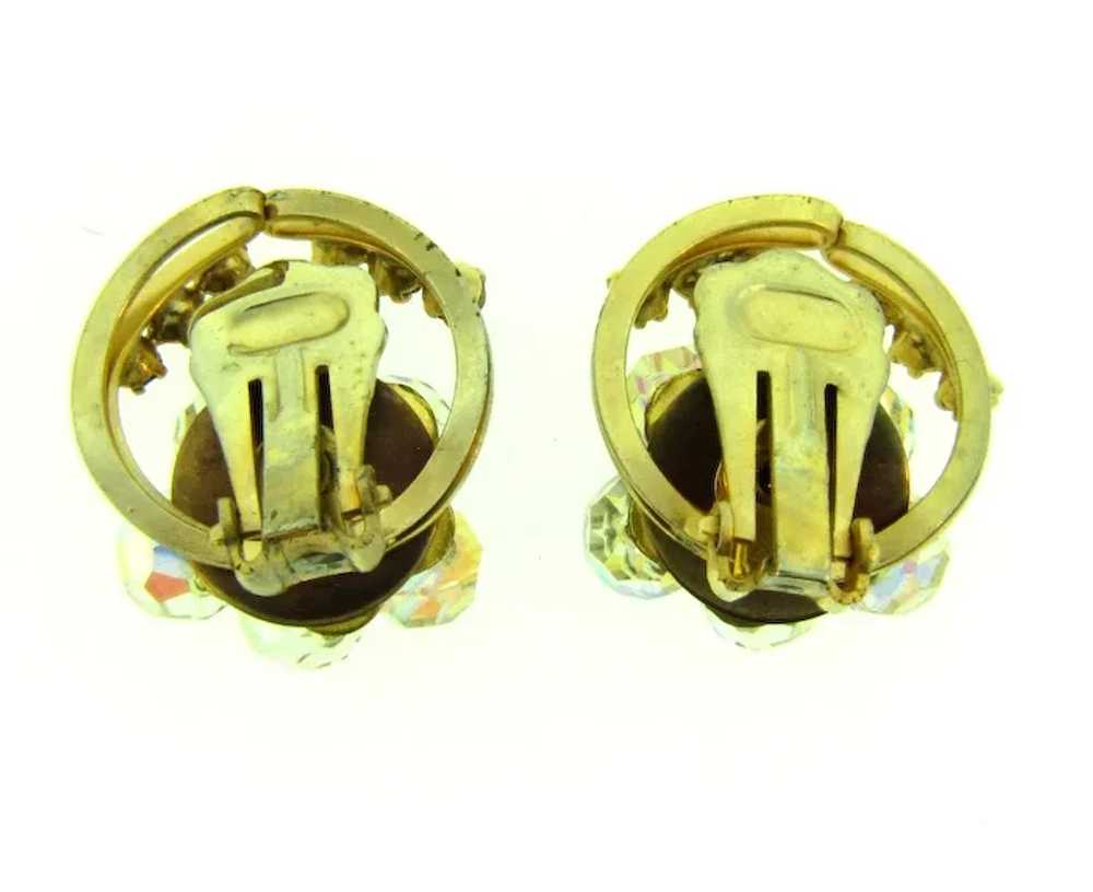 Unusual vintage Brooch and clip-on Earrings with … - image 6