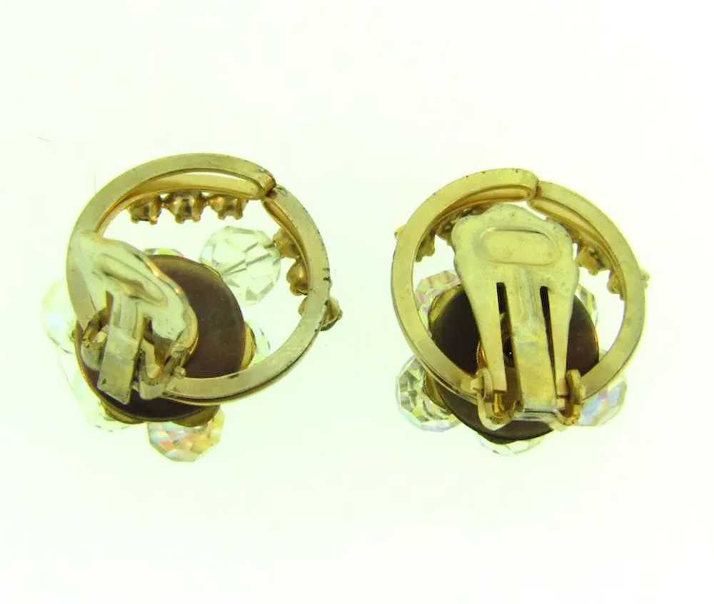 Unusual vintage Brooch and clip-on Earrings with … - image 7