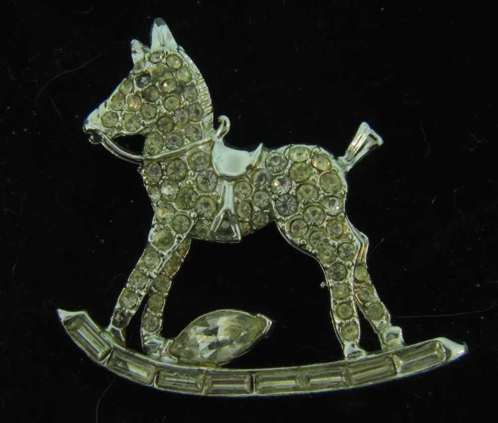 Vintage silver tone figural rocking horse silver … - image 2