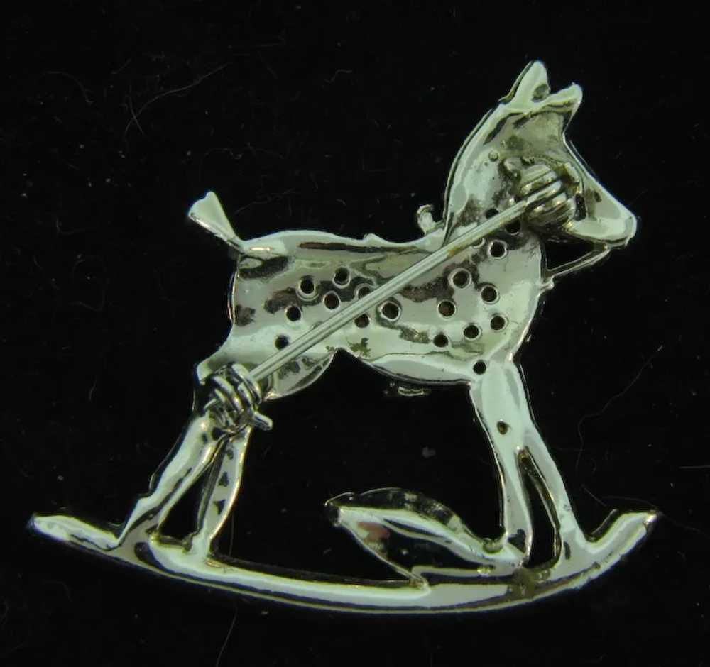 Vintage silver tone figural rocking horse silver … - image 3
