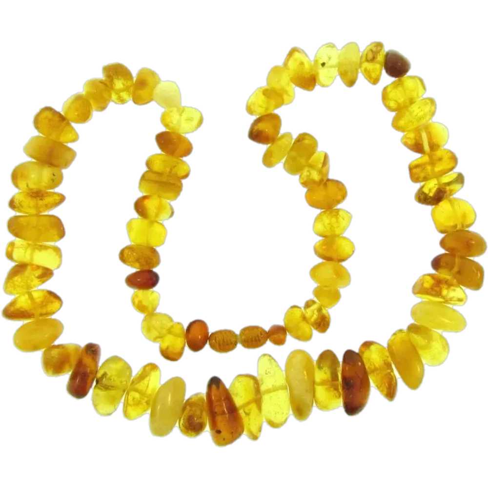 Vintage chunky natural amber beaded Necklace - image 1