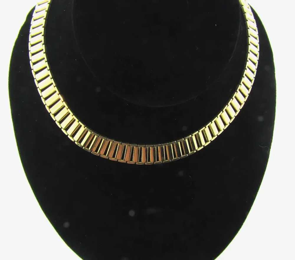 Vintage Egyptian Revival choker gold tone Necklace - image 2