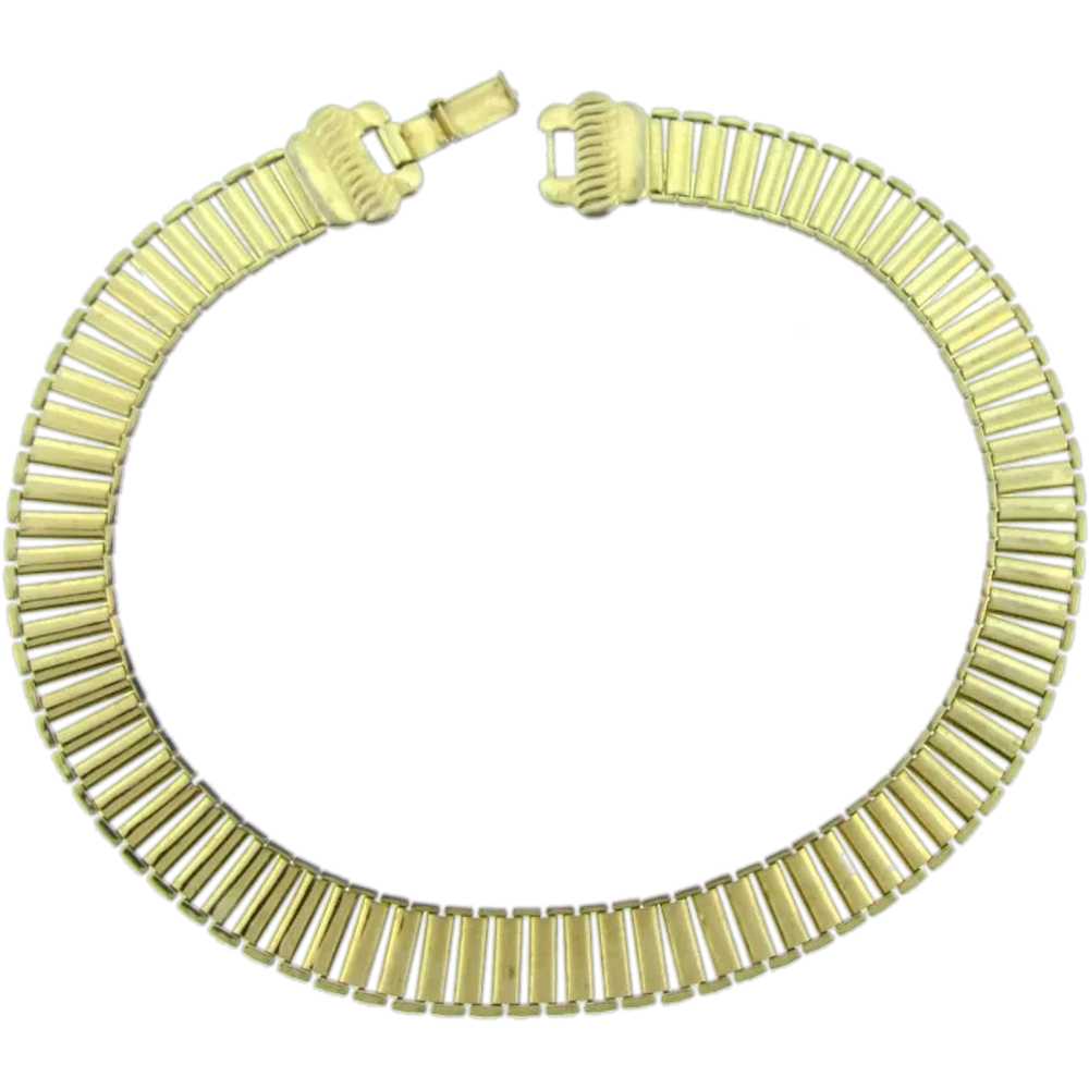Vintage Egyptian Revival choker gold tone Necklace - image 5
