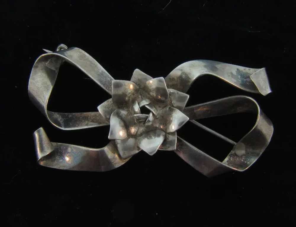 Signed Raffaello Sterling silver bow and flower B… - image 2